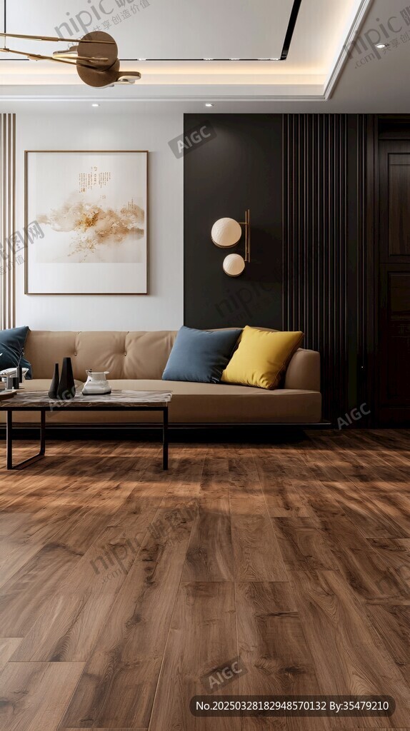现代简约风客厅木地板展示