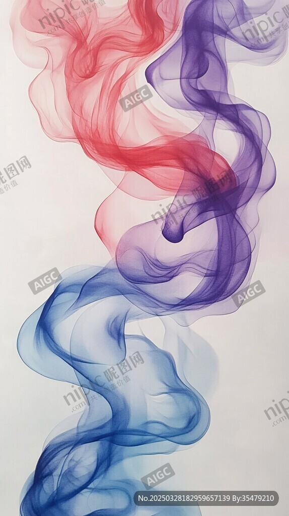 彩色烟雾舞动的梦幻景象