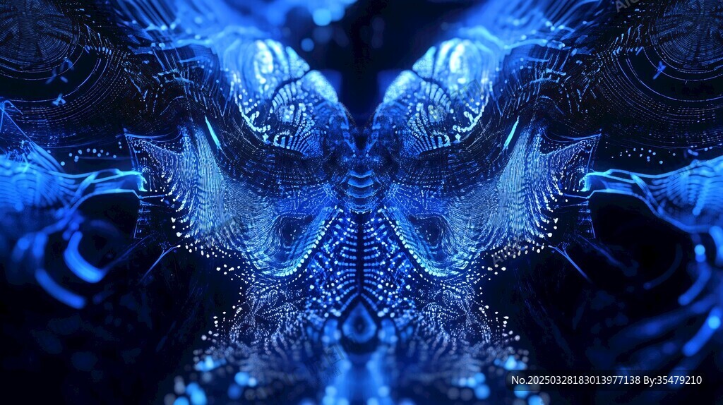 梦幻蓝色对称抽象艺术图案