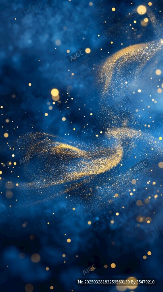 梦幻蓝色星空金色粒子飞舞