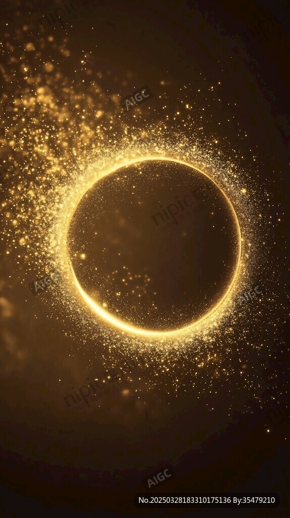 金色粒子环绕的神秘圆环