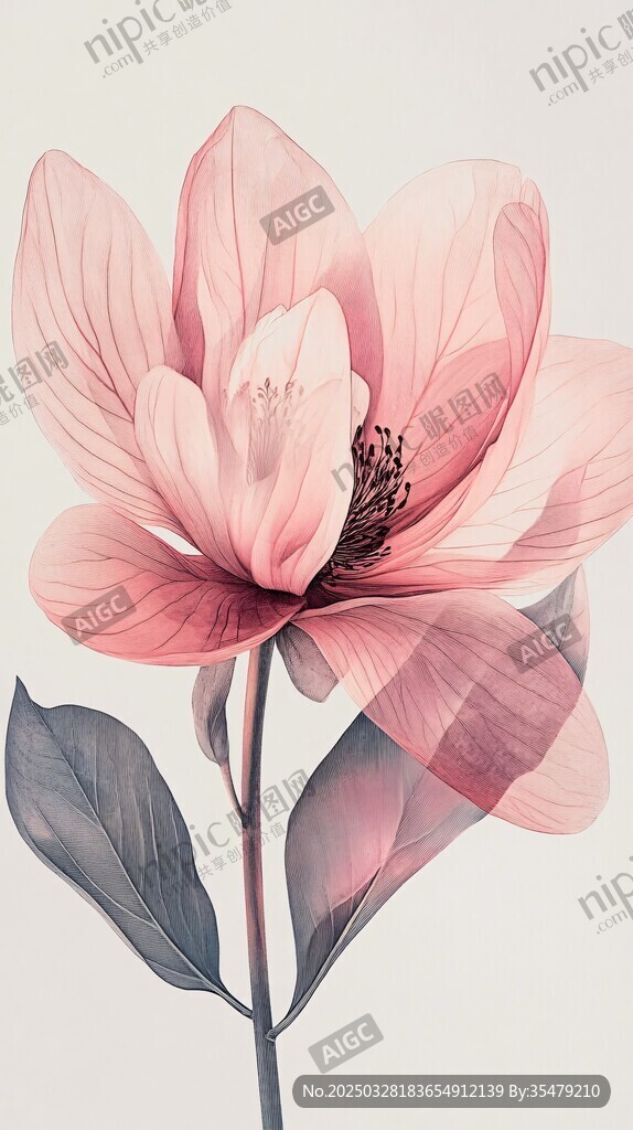 粉色柔美花卉插画