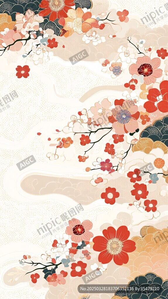 中式繁花绘景
