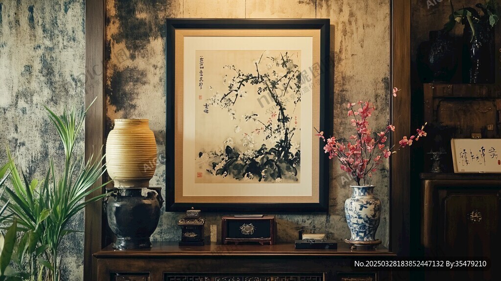 中式雅致案台与艺术陈设