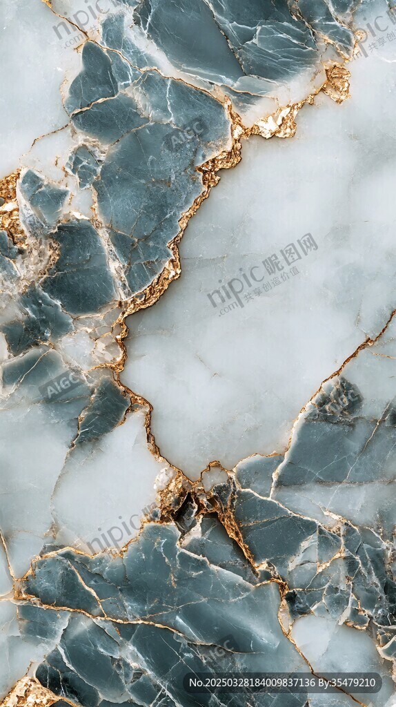 蓝金大理石纹理精美画面