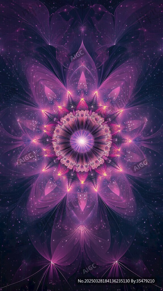 梦幻紫色分形花朵星空图案