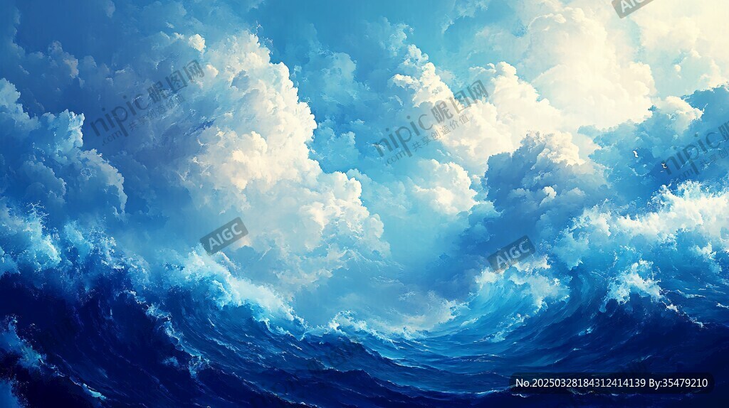 梦幻云海中的壮丽海洋景观