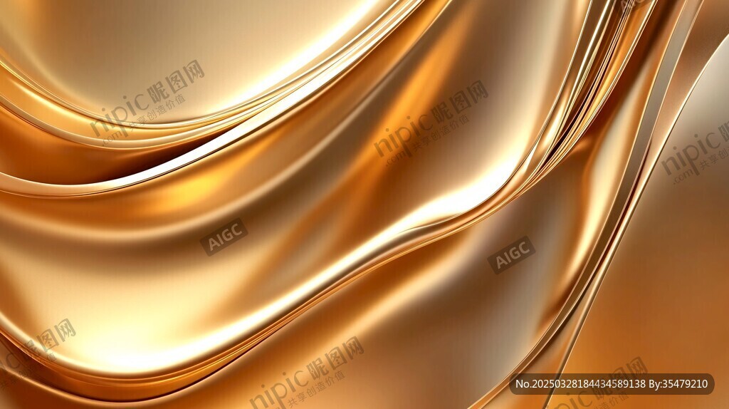 金色流动绸缎质感画面