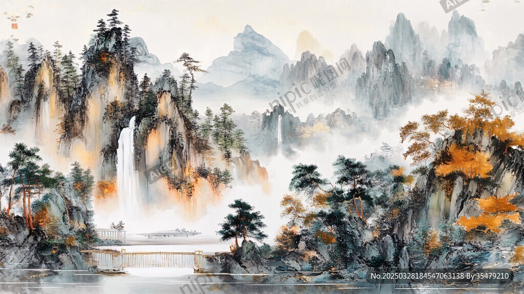 水墨山水间的诗意景致