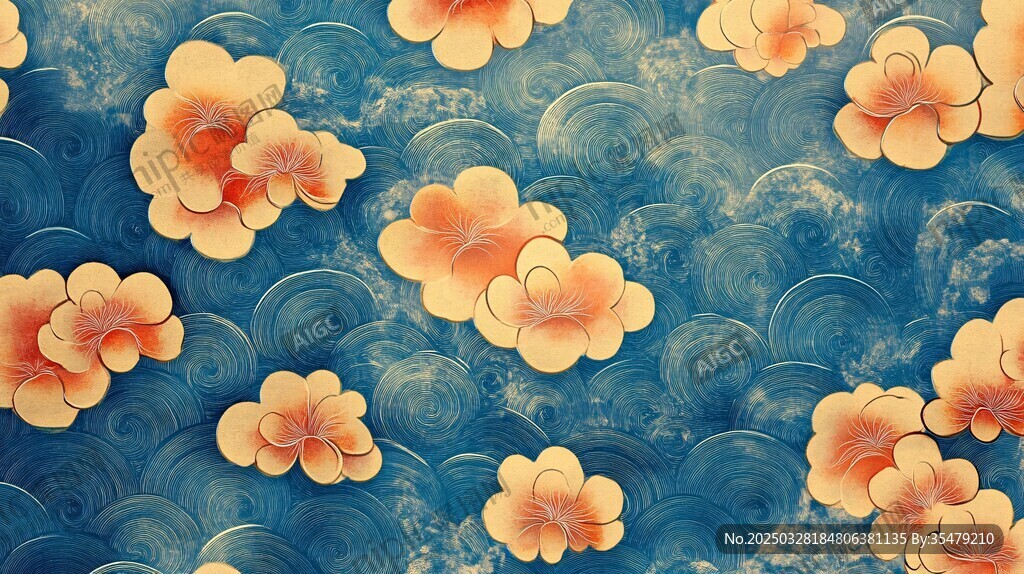 海纹繁花中式风图案