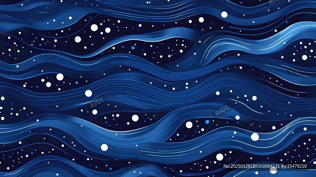 蓝色梦幻波浪星空图案