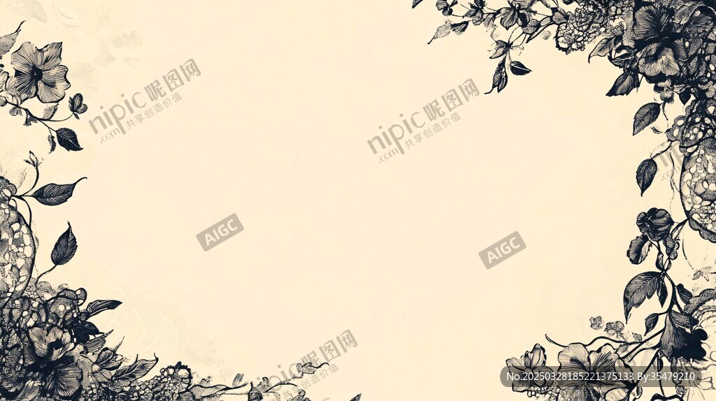 复古花卉边框背景图