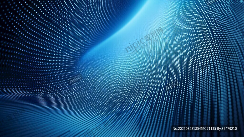 蓝色科技感点状波纹背景图