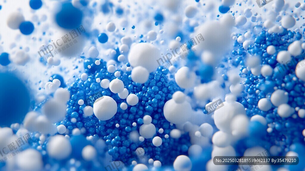 梦幻蓝白泡沫微观世界