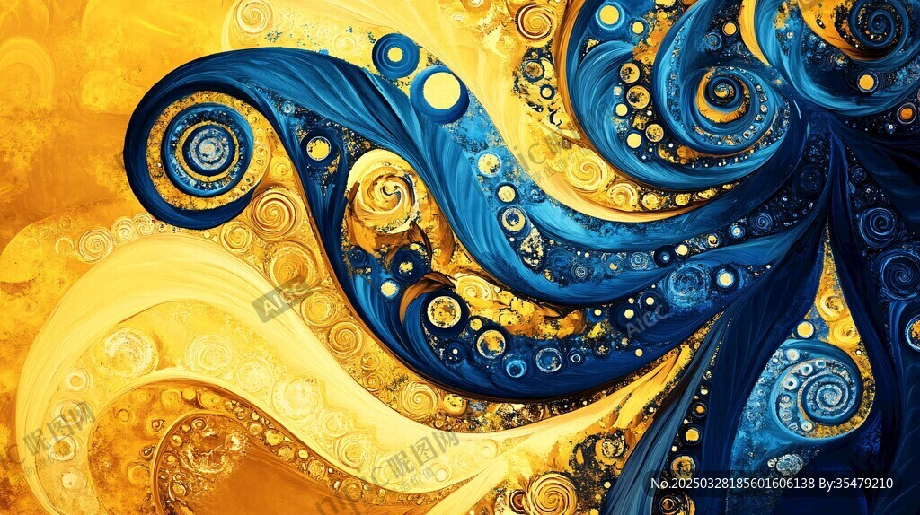 梦幻蓝黄交织抽象艺术图案