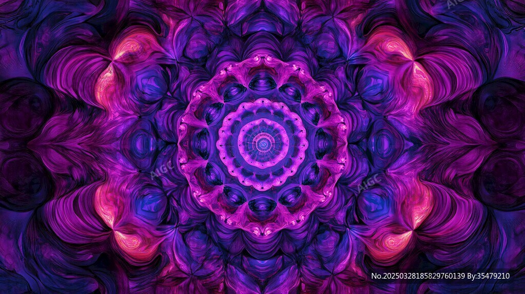 梦幻紫系对称抽象艺术图案