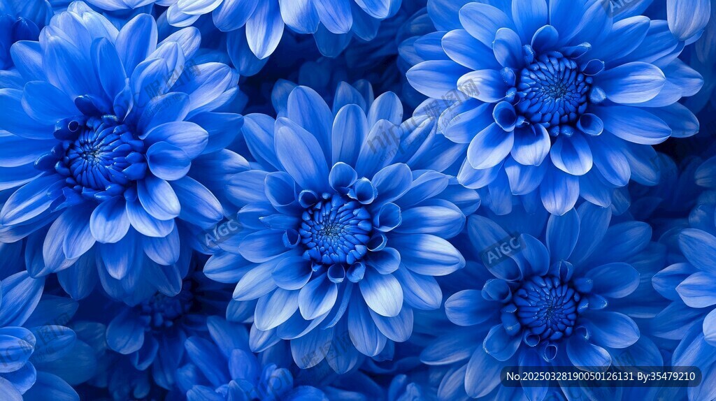 蓝色菊花特写花卉之美