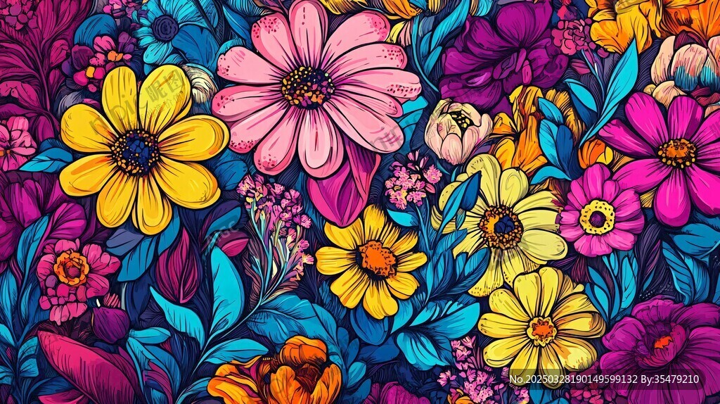 缤纷多彩花卉图案背景