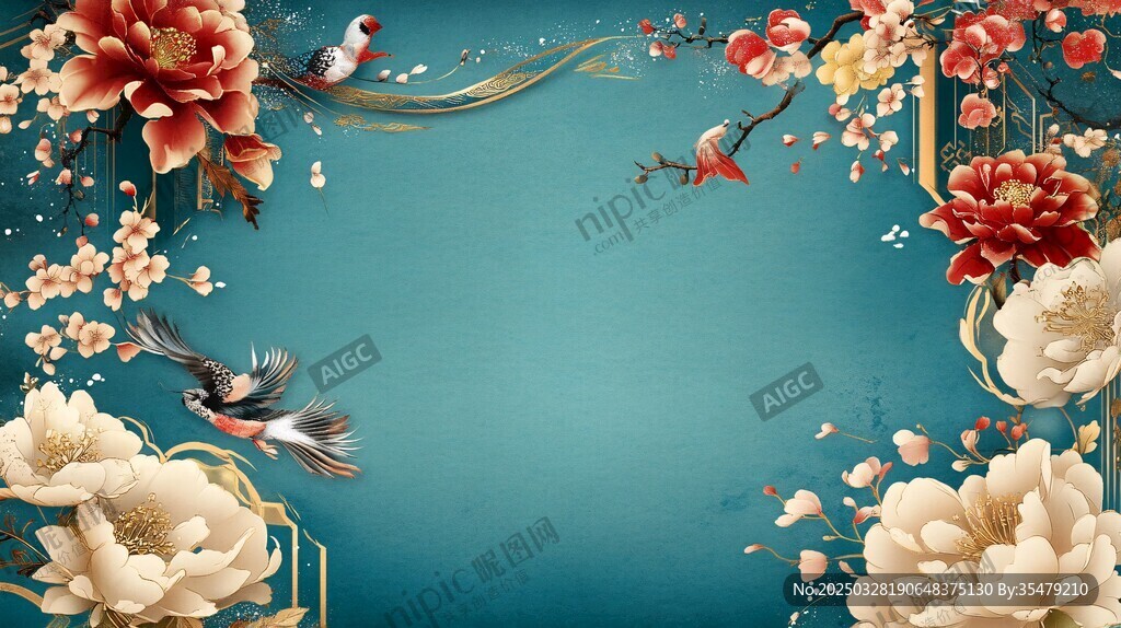 中式花鸟背景图