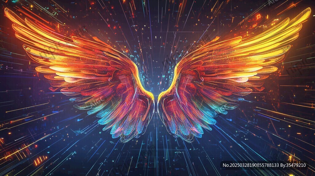 炫彩梦幻科技感翅膀图像