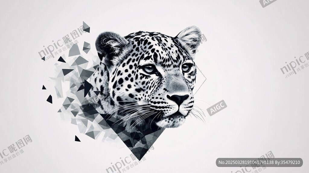 几何风格猎豹头像插画