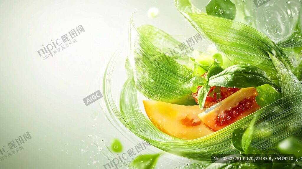 绿色包裹中的鲜美瓜果