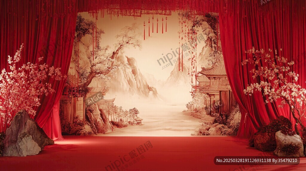 中式古风婚礼舞台场景