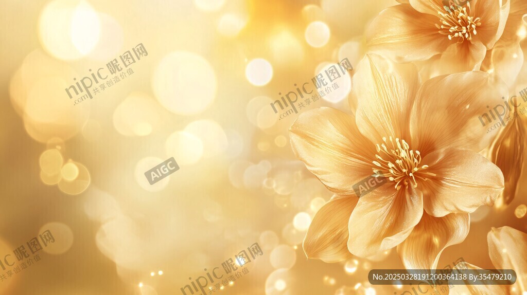 金色梦幻花卉背景图