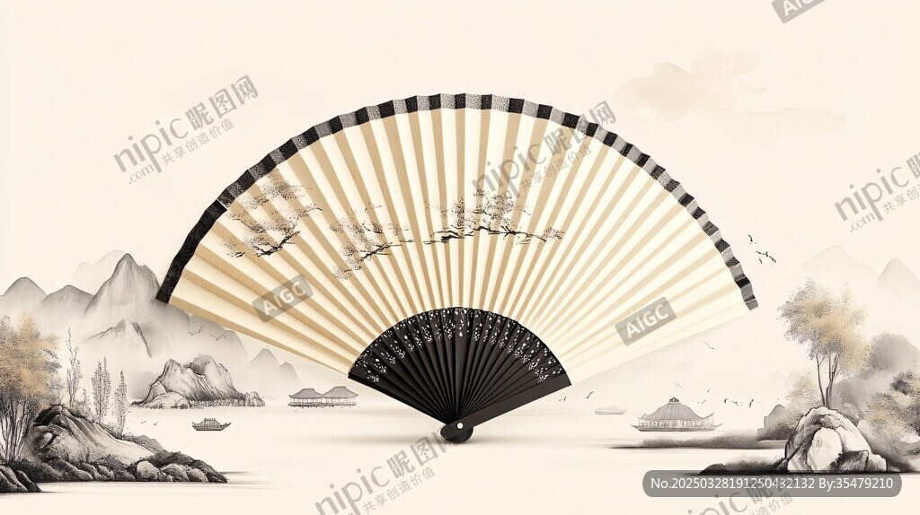 古典折扇绘山水意境美