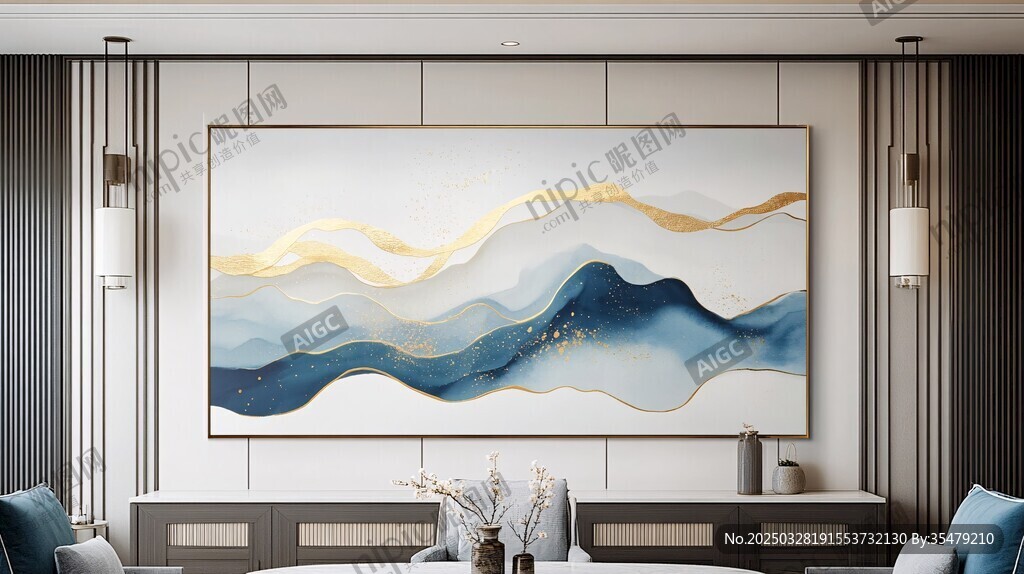 客厅中式山水装饰画展示