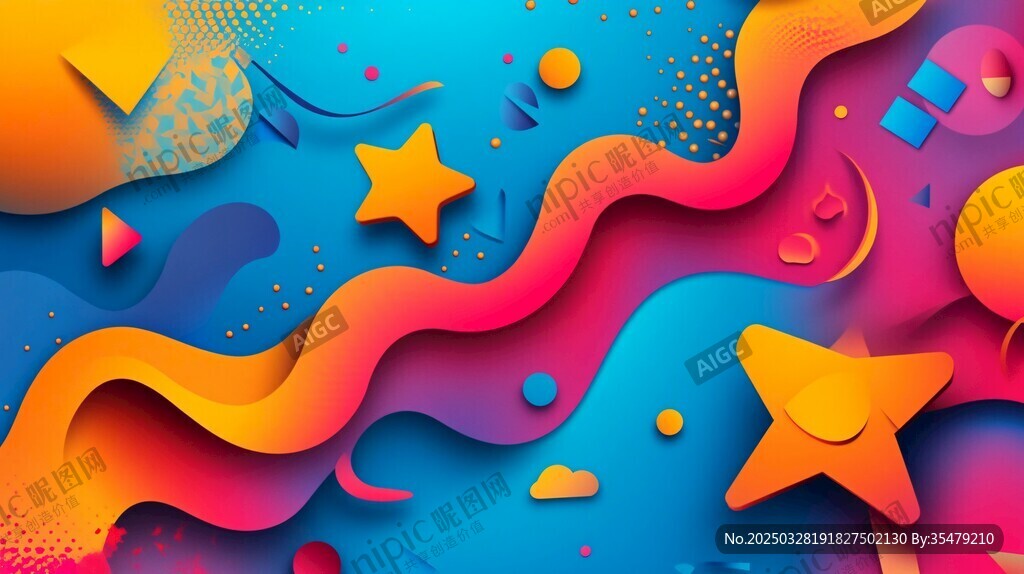 梦幻多彩流体几何元素背景