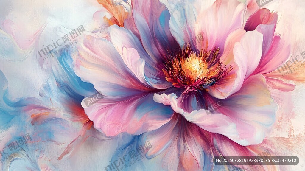 梦幻绚丽花卉艺术插画