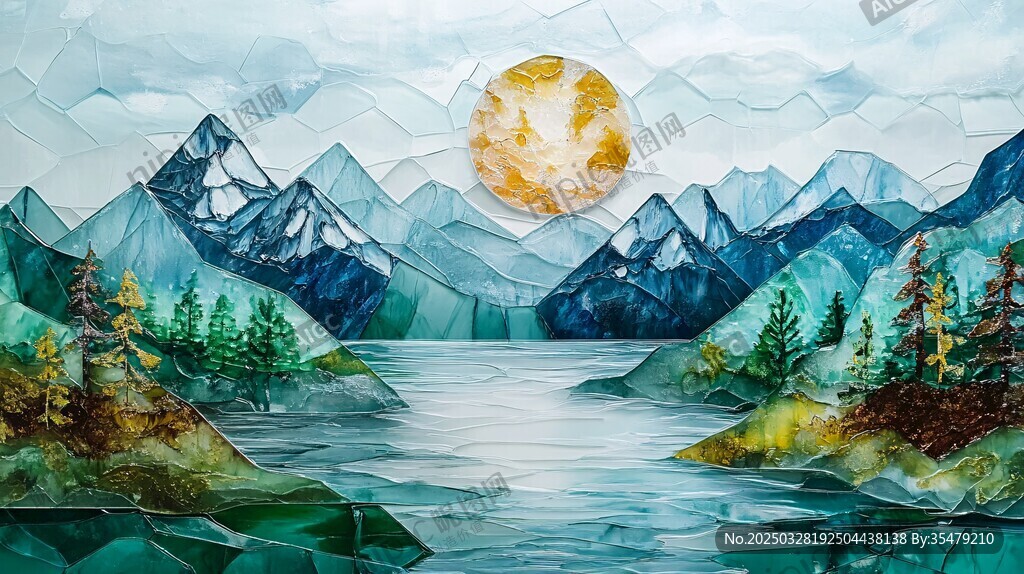 月夜下的山水诗意风景