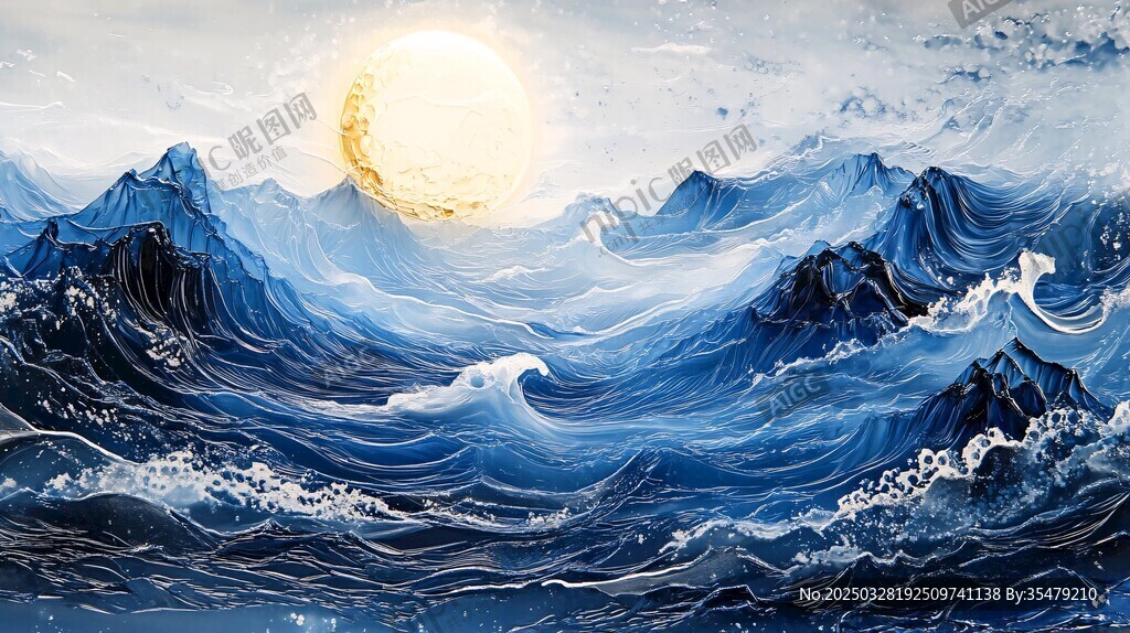 海上日出壮丽波涛景观