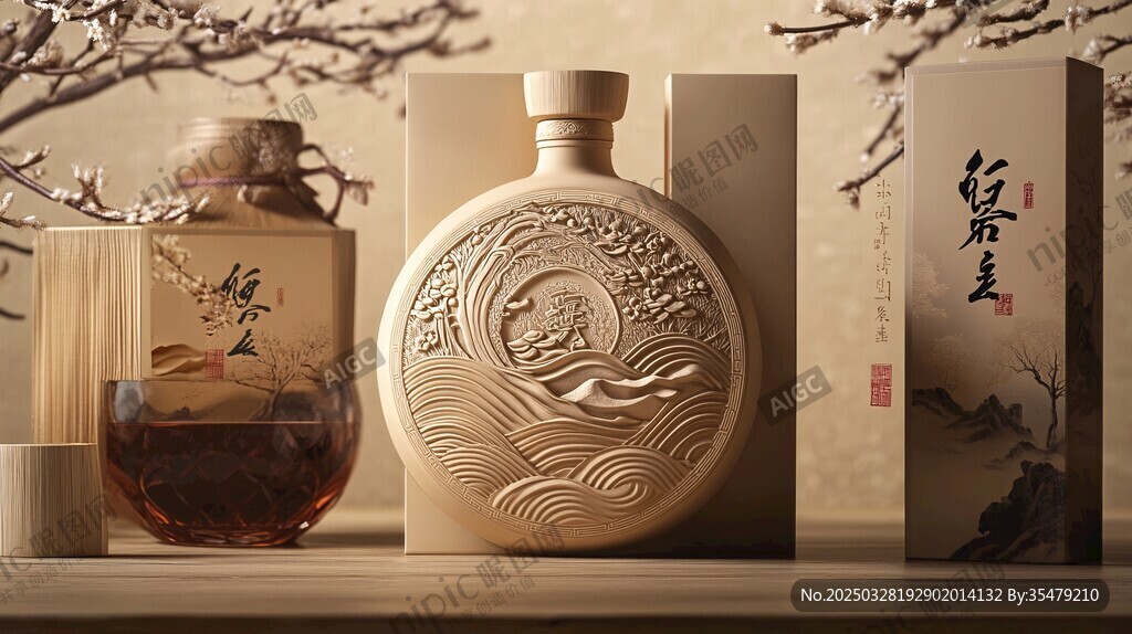中式古韵酒瓶与精美包装