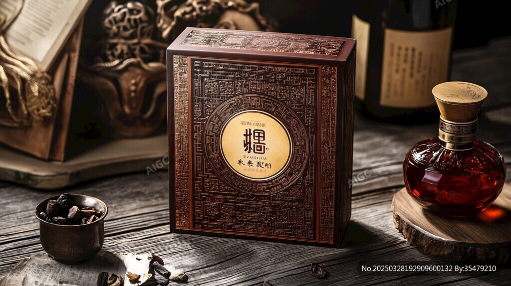 中式典雅酒盒与瓶中佳酿