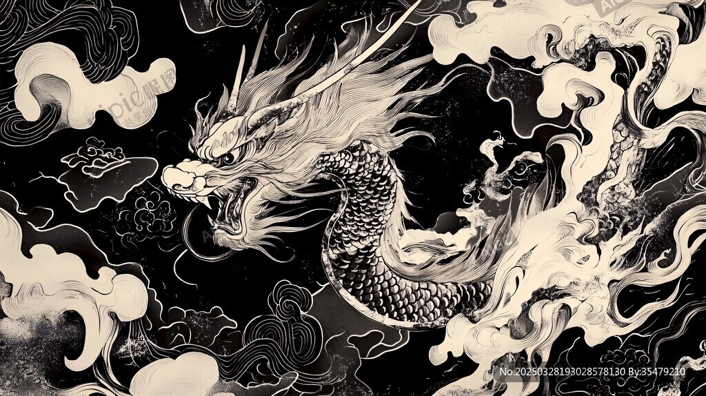 墨韵祥龙 云间腾跃
