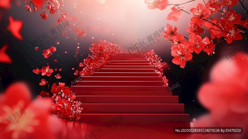 梦幻红阶 繁花相伴