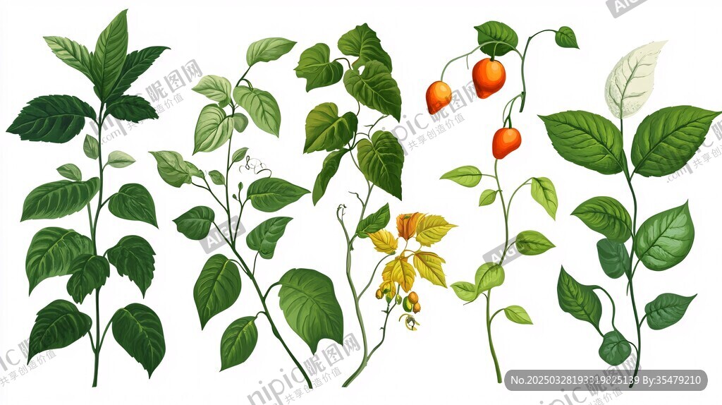 多样绿植花卉插画展示