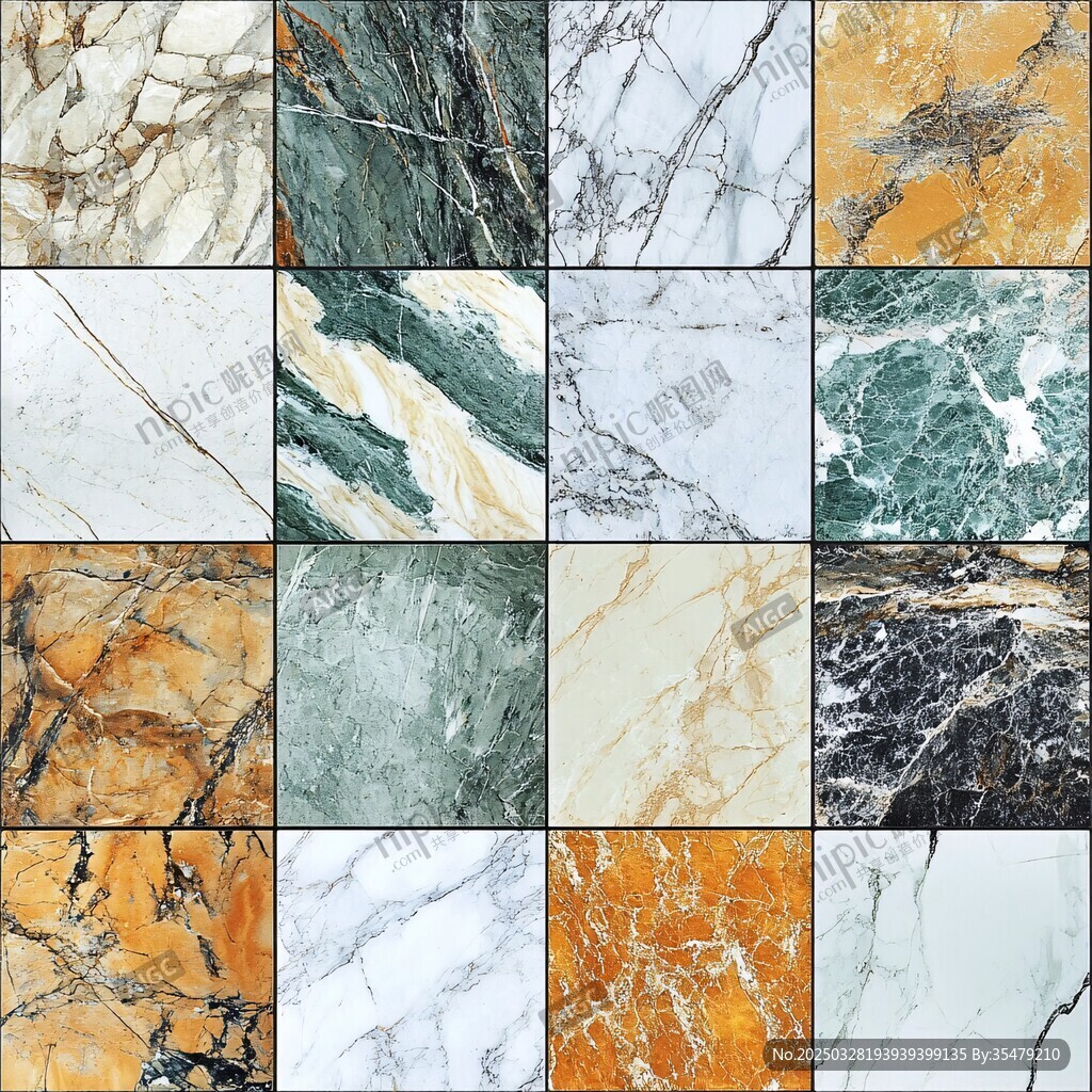 多样大理石纹理瓷砖展示