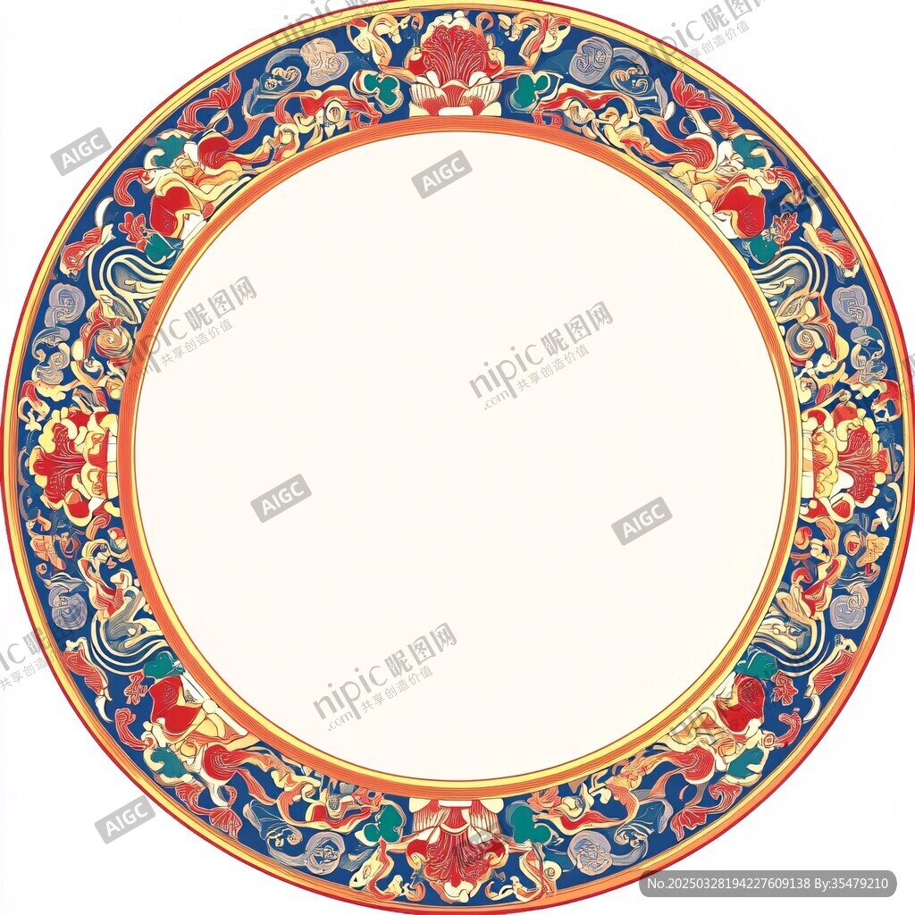 中式传统圆形花纹装饰图案