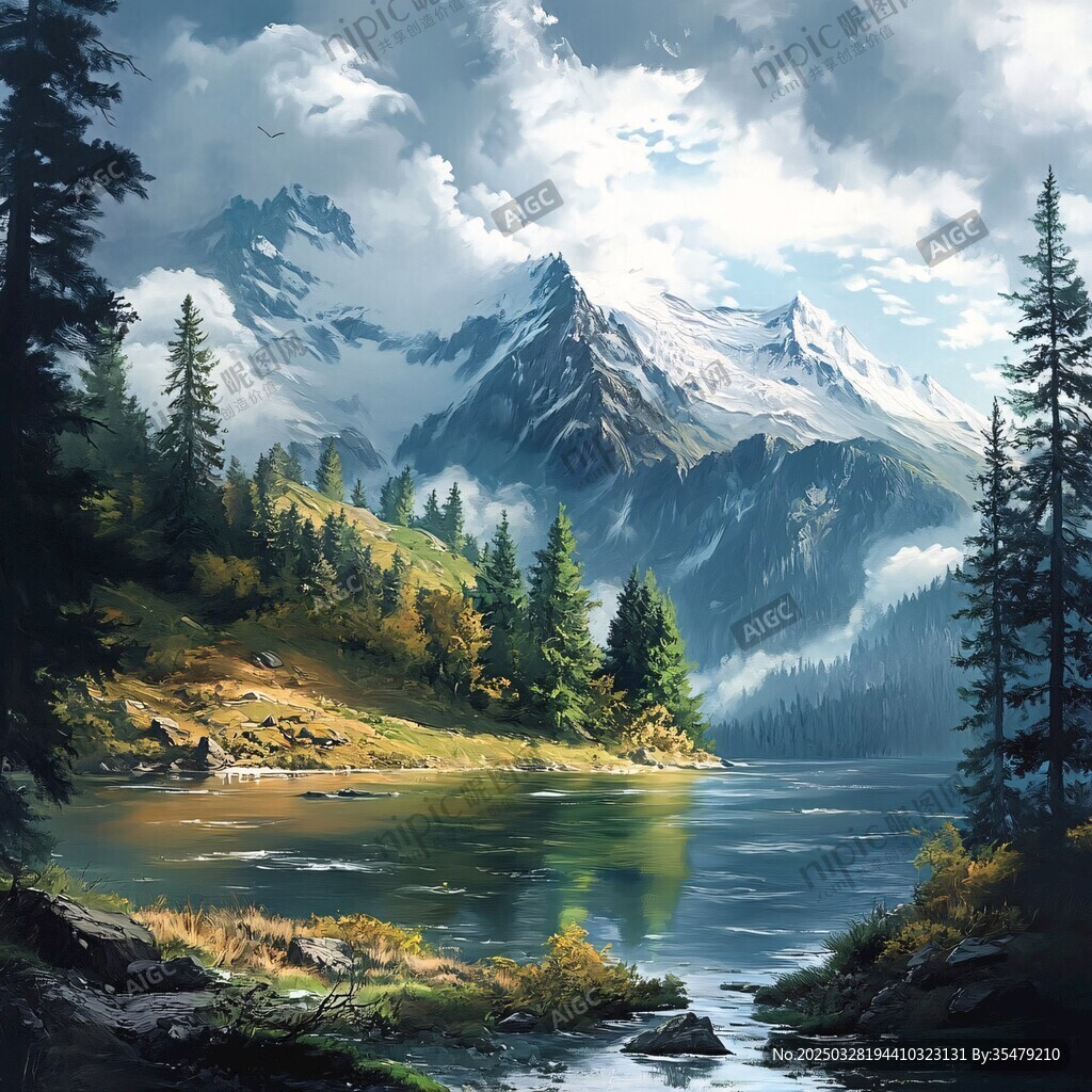 山间湖畔美景