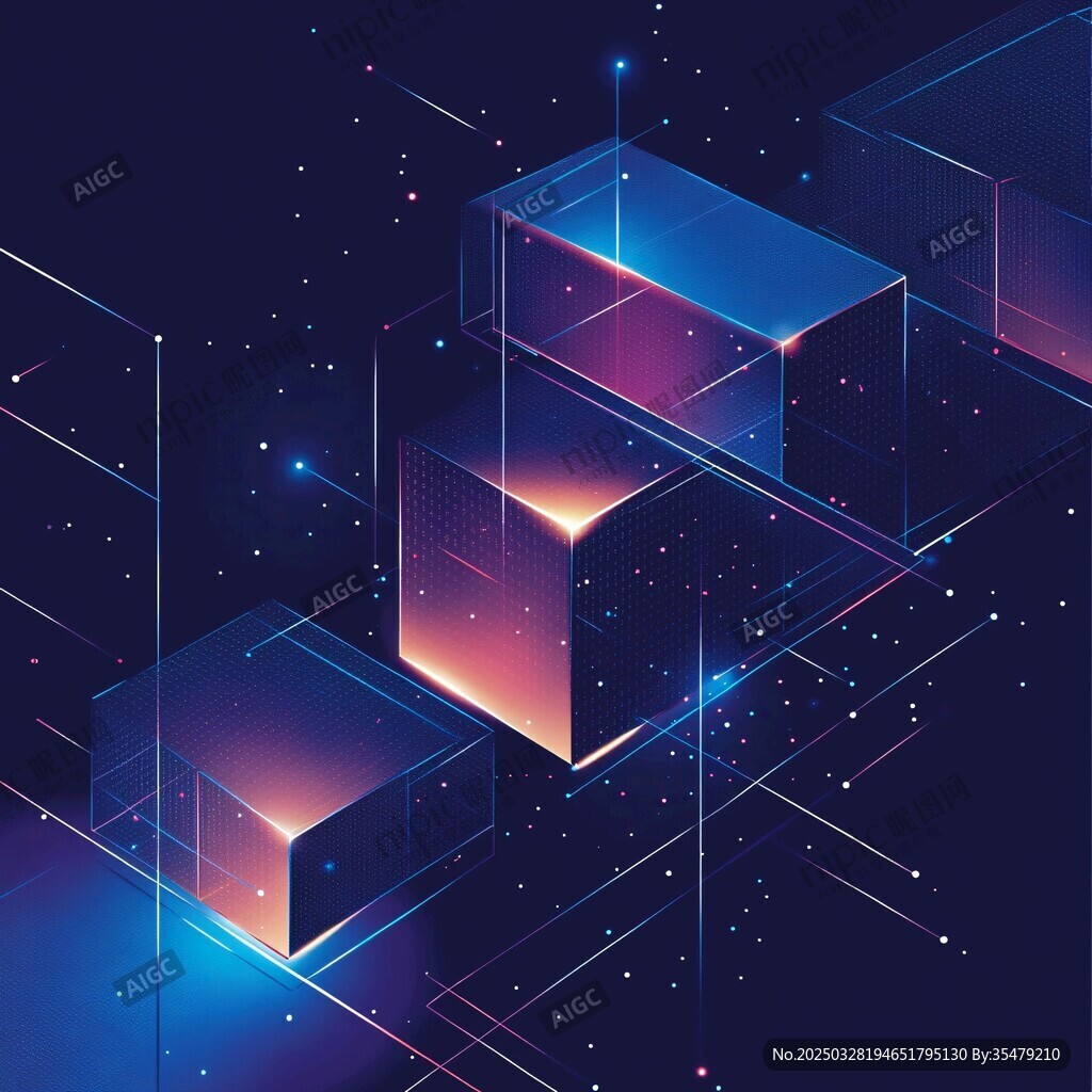 科技感立体方块星空背景