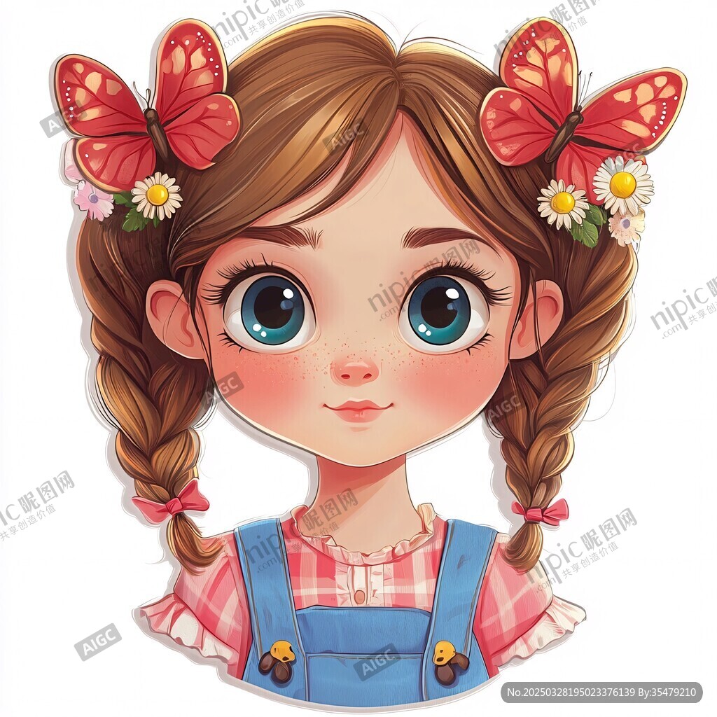 双辫萌娃 蝴蝶花朵俏装扮