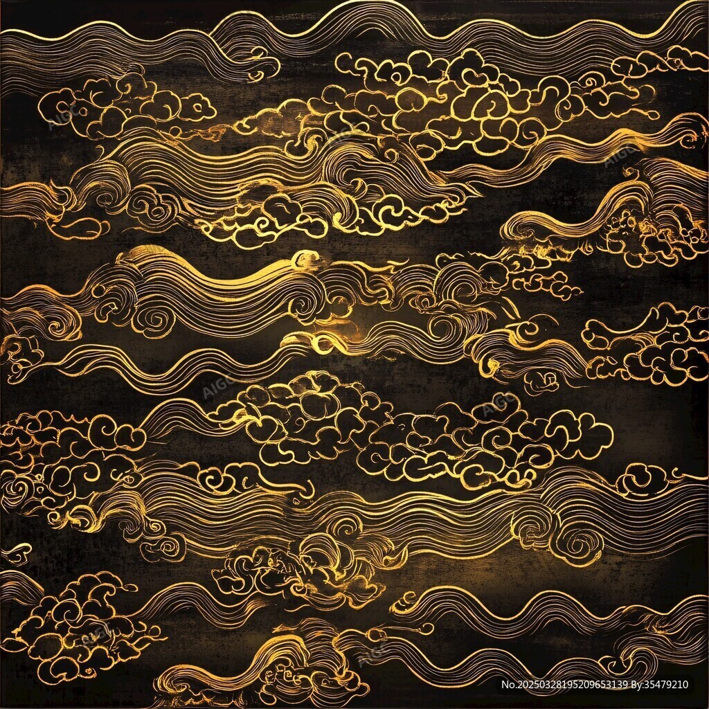 黑金中式云浪纹精美图案