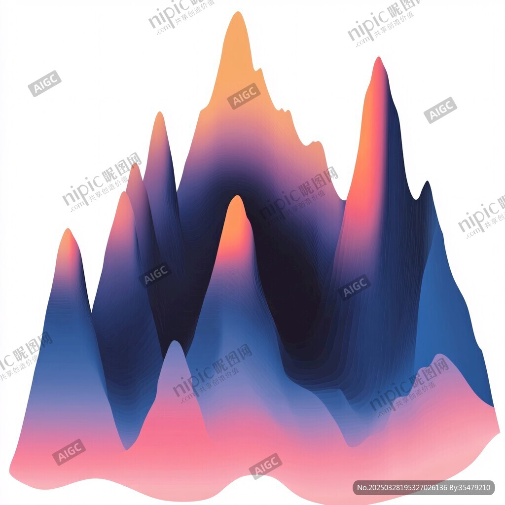 梦幻渐变山峰插画