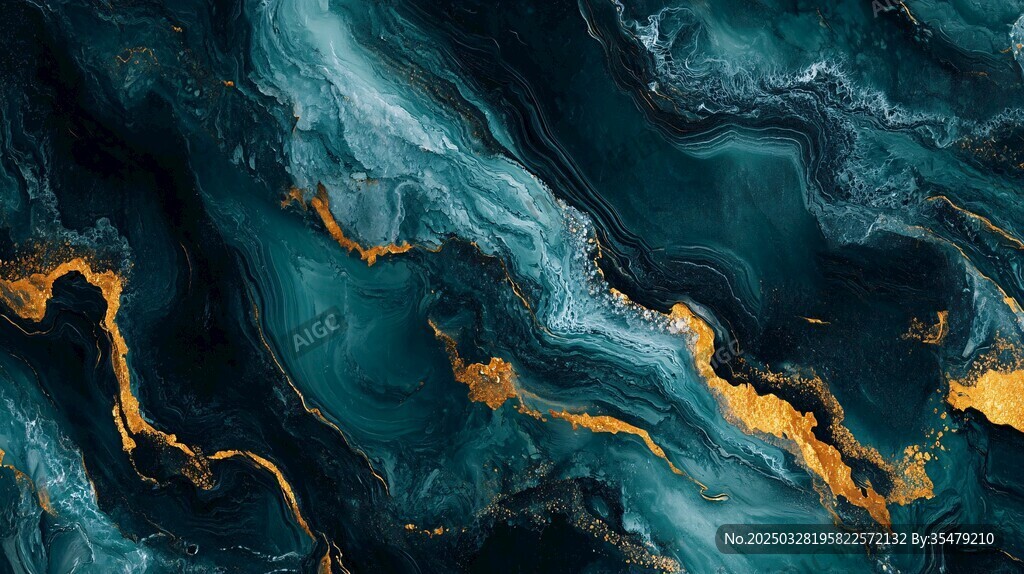 墨绿鎏金抽象流体艺术纹理