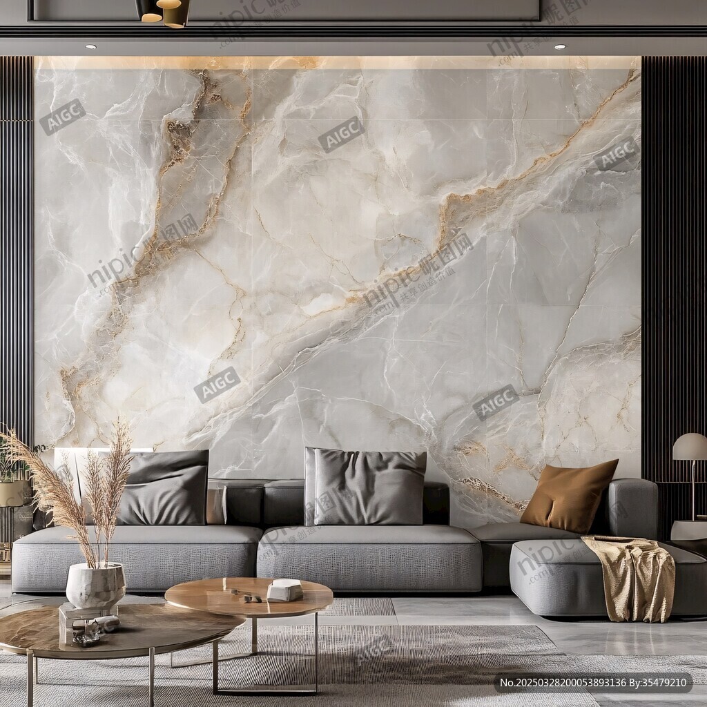 现代简约大理石背景墙客厅