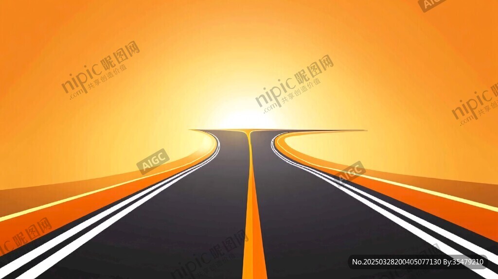 夕阳下的公路延伸向远方