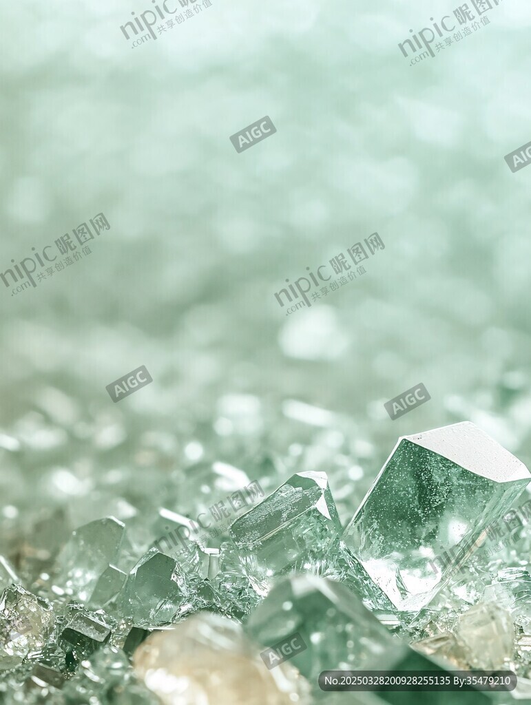 晶莹绿宝石晶体微观景象